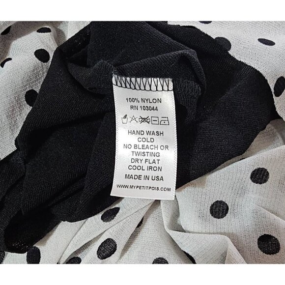petit pois by Viviana G long sleeves black & white polka dot mini dress size S - Picture 7 of 10